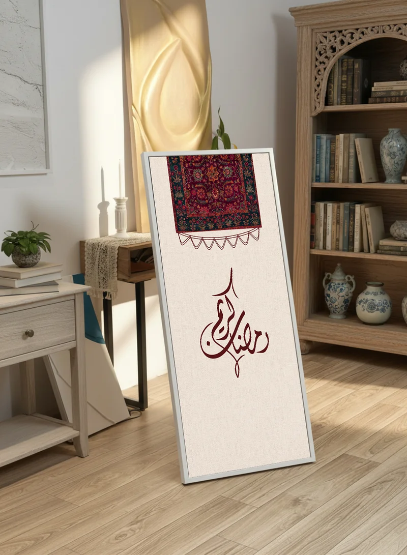 LOWHA Canvas Wall Art on Wooden Frame with White Floating Frame and Back Stand Featuring Ramadan Kareem Design